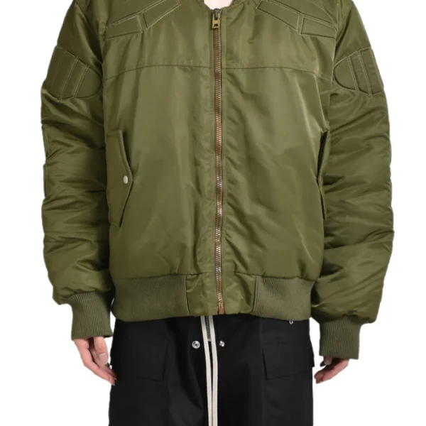 Satoshi Nakamoto Satin Ma1 Moto Jacket Grn