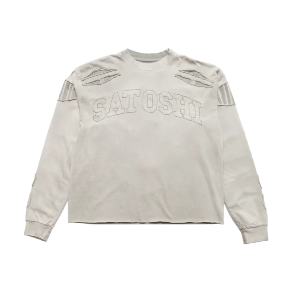 Satoshi Nakamoto Patchwork Collegiant Longsleeve Shirt Gray