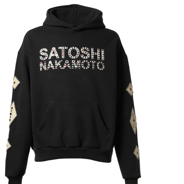 Satoshi Nakamoto Leather Studded Logo Hoodie