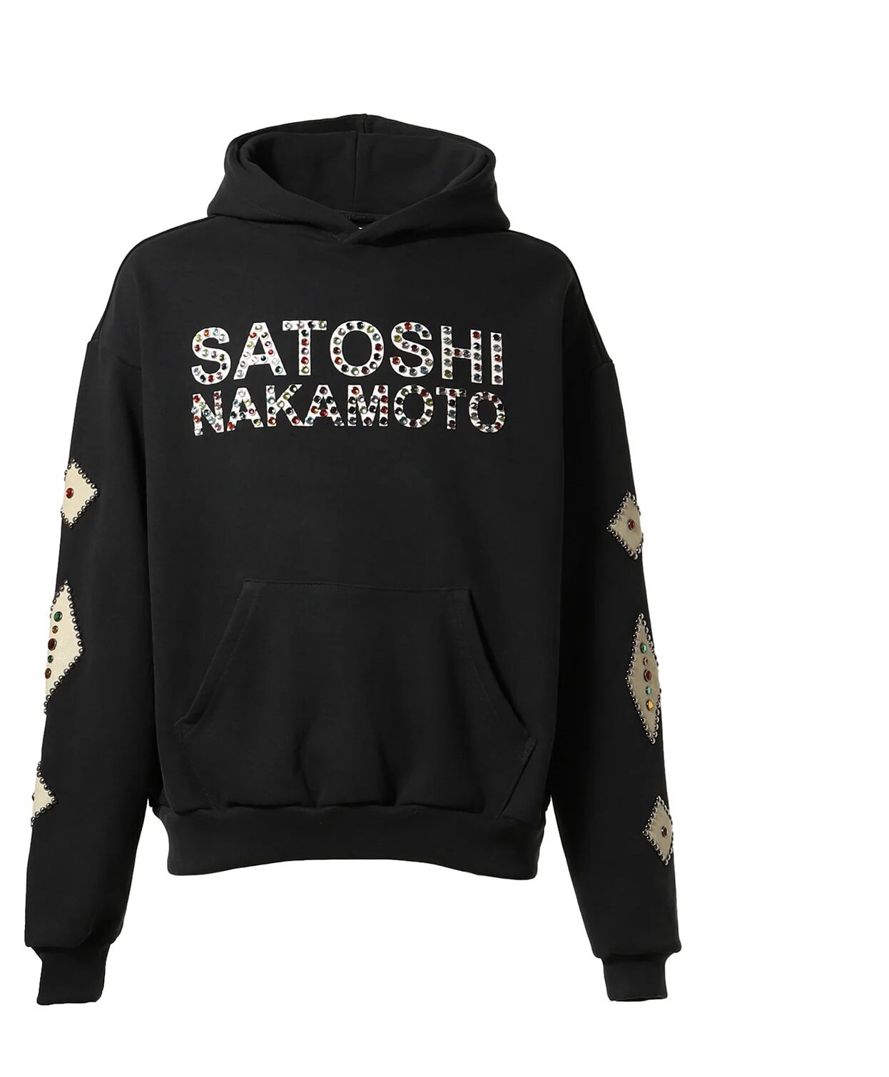 kacha-11-e1748842627379.jpg Satoshi Nakamoto Leather Studded Logo Hoodie